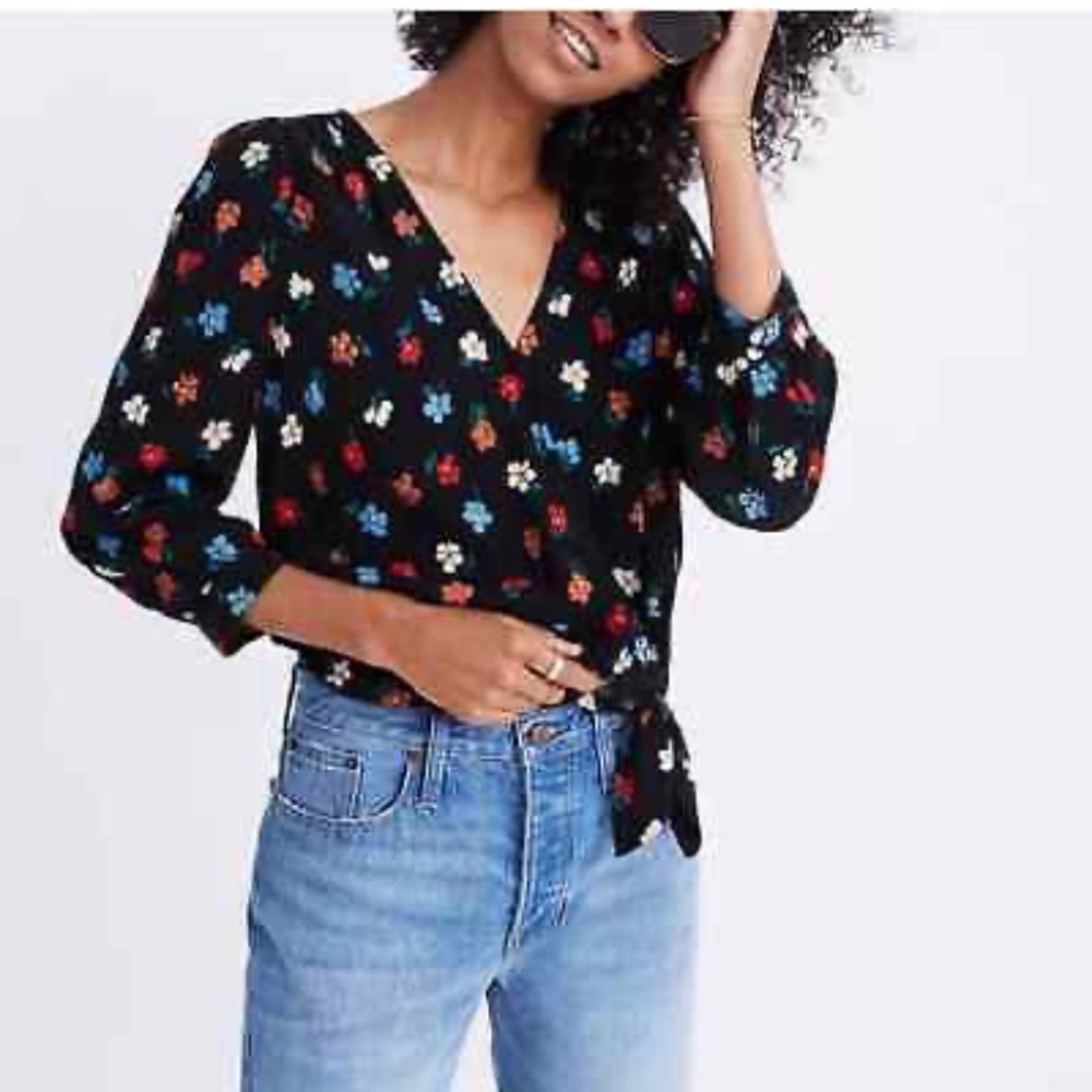 Floral wrap blouse